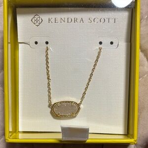 Kendra Scott Gold Necklace with Iridescent Drusy Pendant with box
